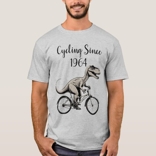 自転車の恐竜ディノバイクサイクリスト古いバイクもしくは自転車に乗る人 Tシャツ (正面)