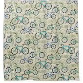 自転車の旅ブルーシャワーカーテン シャワーカーテン (正面)