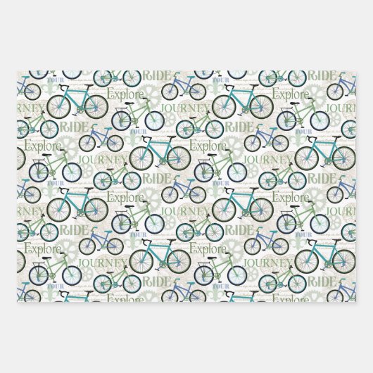 自転車の旅（青と白） ラッピングペーパーシート (正面)
