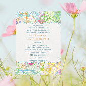 自転車の明るい色の様式化ヴィンテージウェディング 招待状