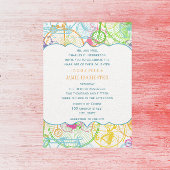 自転車の明るい色の様式化ヴィンテージウェディング 招待状