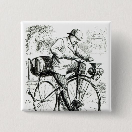 自転車の最初の頃をからかう漫画 缶バッジ (正面)
