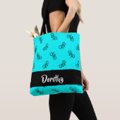 自転車の模様（青） トートバッグ (クローズアップ)