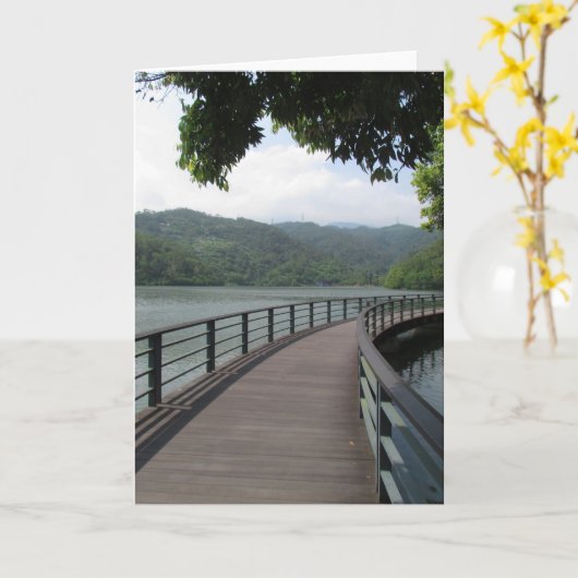 自転車の水上橋 カード (黄色い花)