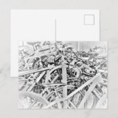 自転車の混雑 駐輪場 自転車ラック BW ポストカード (正面/裏面)