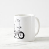 自転車の漫画に乗ってかわいい丸っぽい猫 コーヒーマグカップ (正面右)