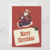 自転車の漫画に乗るサンタクロース シーズンカード (正面)