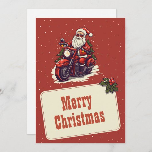 自転車の漫画に乗るサンタクロース シーズンカード (正面/裏面)