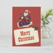 自転車の漫画に乗るサンタクロース シーズンカード (スタンド正面)