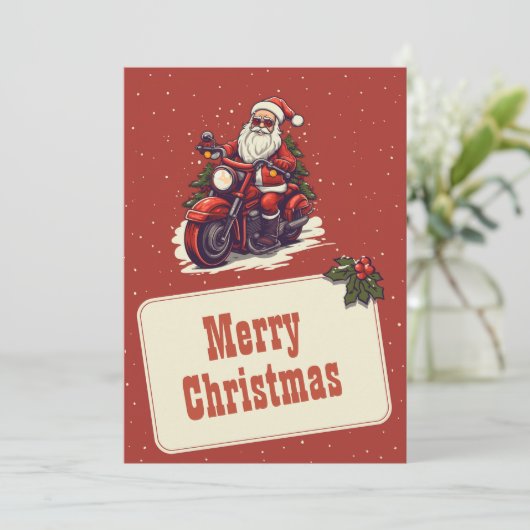 自転車の漫画に乗るサンタクロース シーズンカード (スタンド正面)