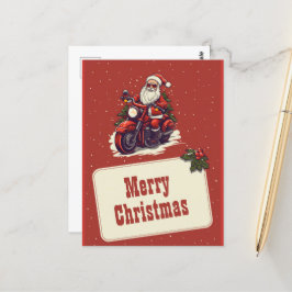 自転車の漫画に乗るサンタクロース ポストカード