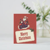 自転車の漫画に乗るサンタクロース ポストカード (スタンド正面)