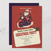 自転車の漫画に乗るサンタクロース 招待状 (正面/裏面)