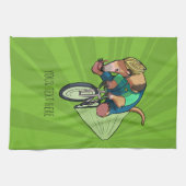 自転車の漫画に乗るブラジルの木のカモシカ キッチンタオル (横)