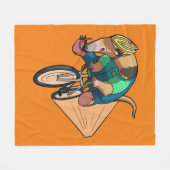 自転車の漫画に乗るブラジルの木のカモシカ フリースブランケット (正面(横))