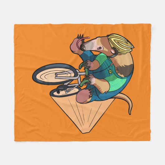 自転車の漫画に乗るブラジルの木のカモシカ フリースブランケット (正面(横))