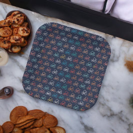 自転車の漫画柄パターン ペーパープレート