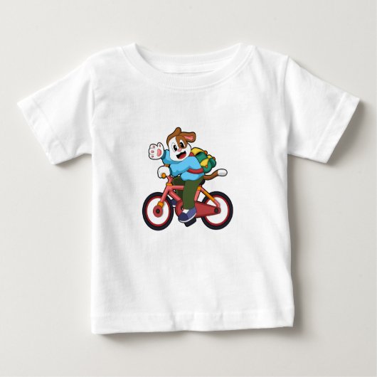自転車の犬 ベビーTシャツ (正面)