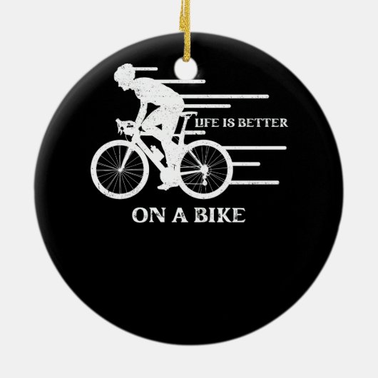 自転車の自転車サイクリストBのサイクリングの方が生活がいい セラミックオーナメント (裏面)