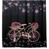 自転車の花のシャワーカーテン シャワーカーテン (正面)