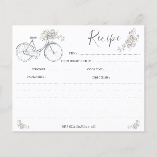 自転車の花のレシピカード (正面)