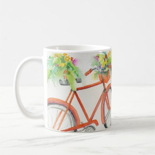 自転車の花プランター コーヒーマグカップ (左)