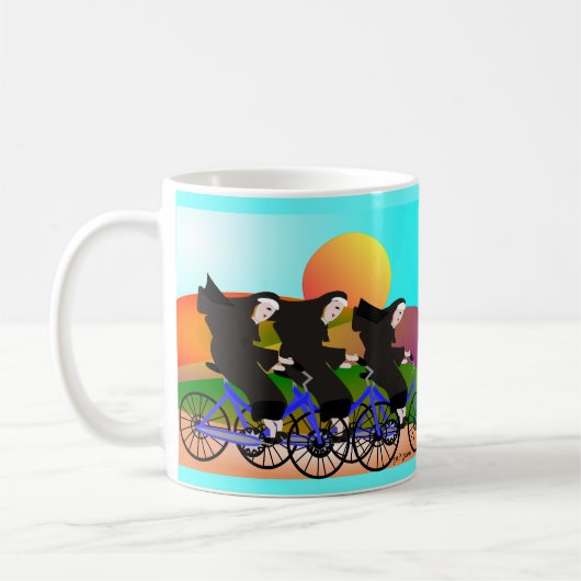 自転車の芸術のギフトの尼僧 コーヒーマグカップ (左)