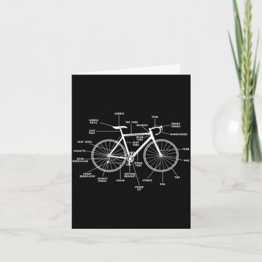 自転車の解剖学 - おもしろい自転車パーツ サイクリング カード (正面)