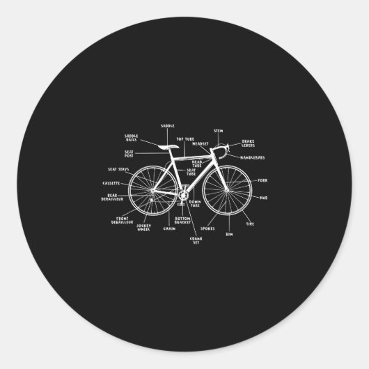 自転車の解剖学 - 面白い自転車パーツ サイクリング ラウンドシール (正面)