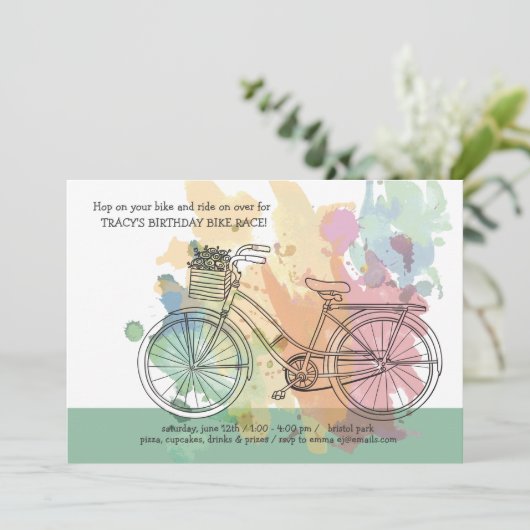 自転車の誕生日パーティーの招待状 招待状 (スタンド正面)