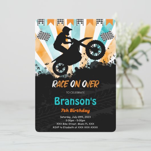 自転車の誕生日パーティーの招待状 招待状 (スタンド正面)