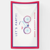 自転車の誕生日パーティーカスタムレッドブルー 横断幕 (縦)