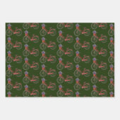 自転車の赤と緑のクリスマス   ラッピングペーパーシート (正面)