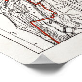 自転車の道路地図。レッドヴィンテージレトロ旧アンティーク ポスター (角)