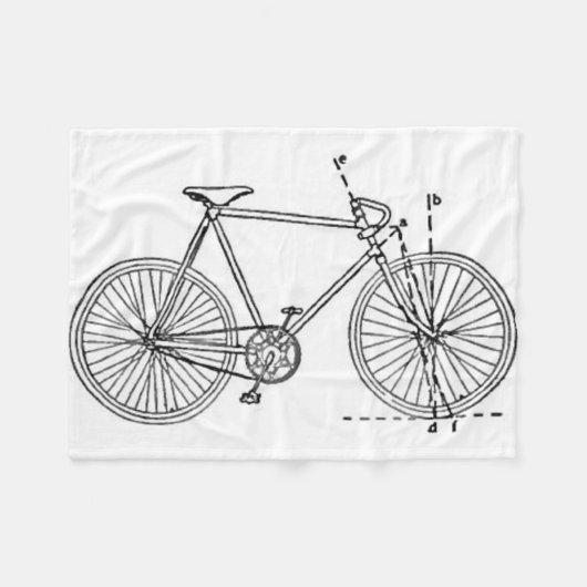 自転車の青写真 フリースブランケット (正面(横))