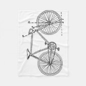 自転車の青写真 フリースブランケット (正面)