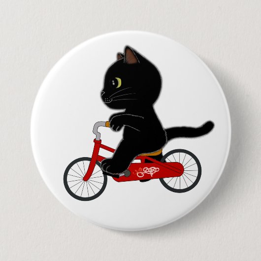 自転車の黒猫 缶バッジ (正面)