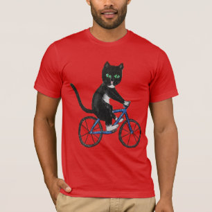 自転車のTシャツの猫のサイクリング Tシャツ