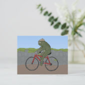 自転車はがきに乗ったカエル紳士 ポストカード (スタンド正面)