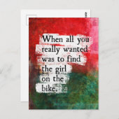 自転車はがきの女の子 ポストカード (正面/裏面)