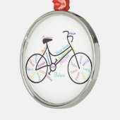 自転車やる気を起こさせるのスポーツファン向け言葉 メタルオーナメント (左)