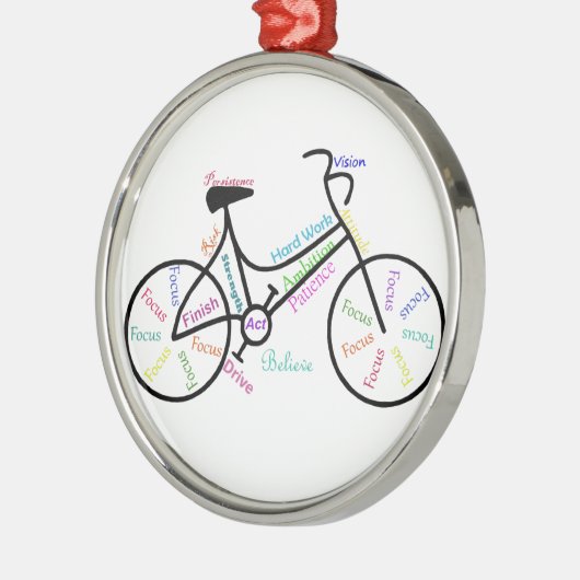 自転車やる気を起こさせるのスポーツファン向け言葉 メタルオーナメント (左)