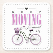 自転車やる気を起こさせる保で進むかわいい スクエアペーパーコースター (正面)