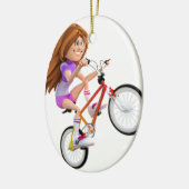 自転車をやるバイクの漫画の女の子 セラミックオーナメント (左)