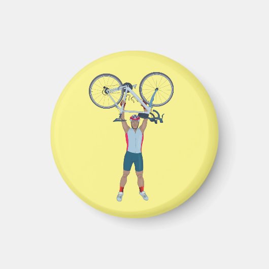 自転車を持ち上げるサイクリスト マグネット (正面)