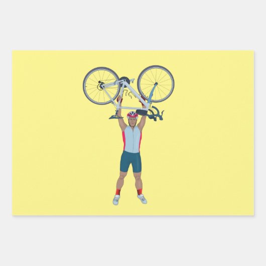 自転車を持ち上げるサイクリスト ラッピングペーパーシート (正面3)