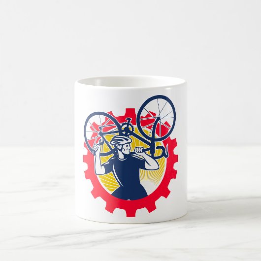 自転車を運ぶサイクリスト 自転車整備士 ギア コーヒーマグカップ