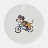 自転車を運転している犬 ガラスオーナメント (裏面)