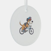 自転車を運転している犬 ガラスオーナメント (正面右)