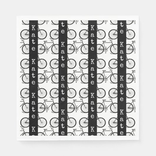 自転車アートパターンストライプの名前をカスタムする&カラー スタンダードランチョンナプキン (正面)